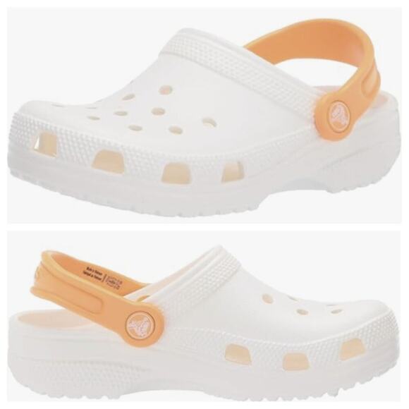Crocs Unisex Classic Clog White Cantaloupe Size Men's 7 Women's 9 - Picture 1 of 8